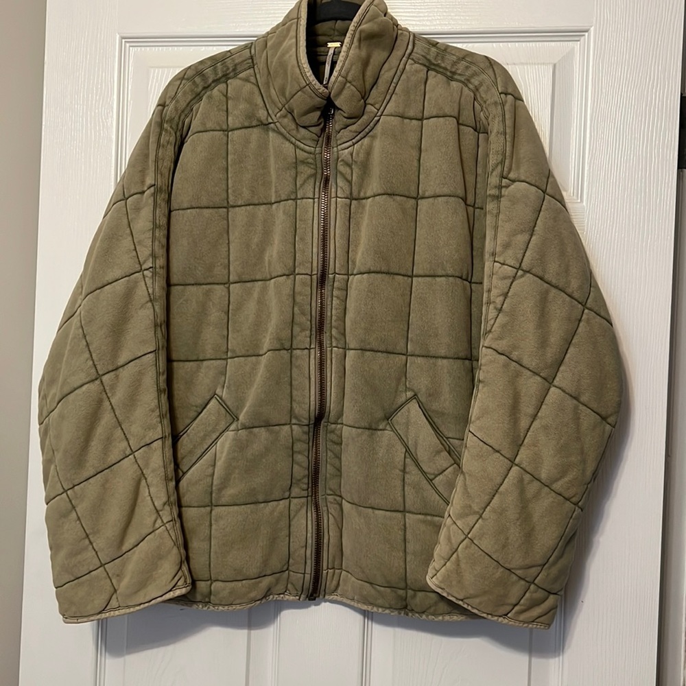Free People Quilted Olive Green Jacket